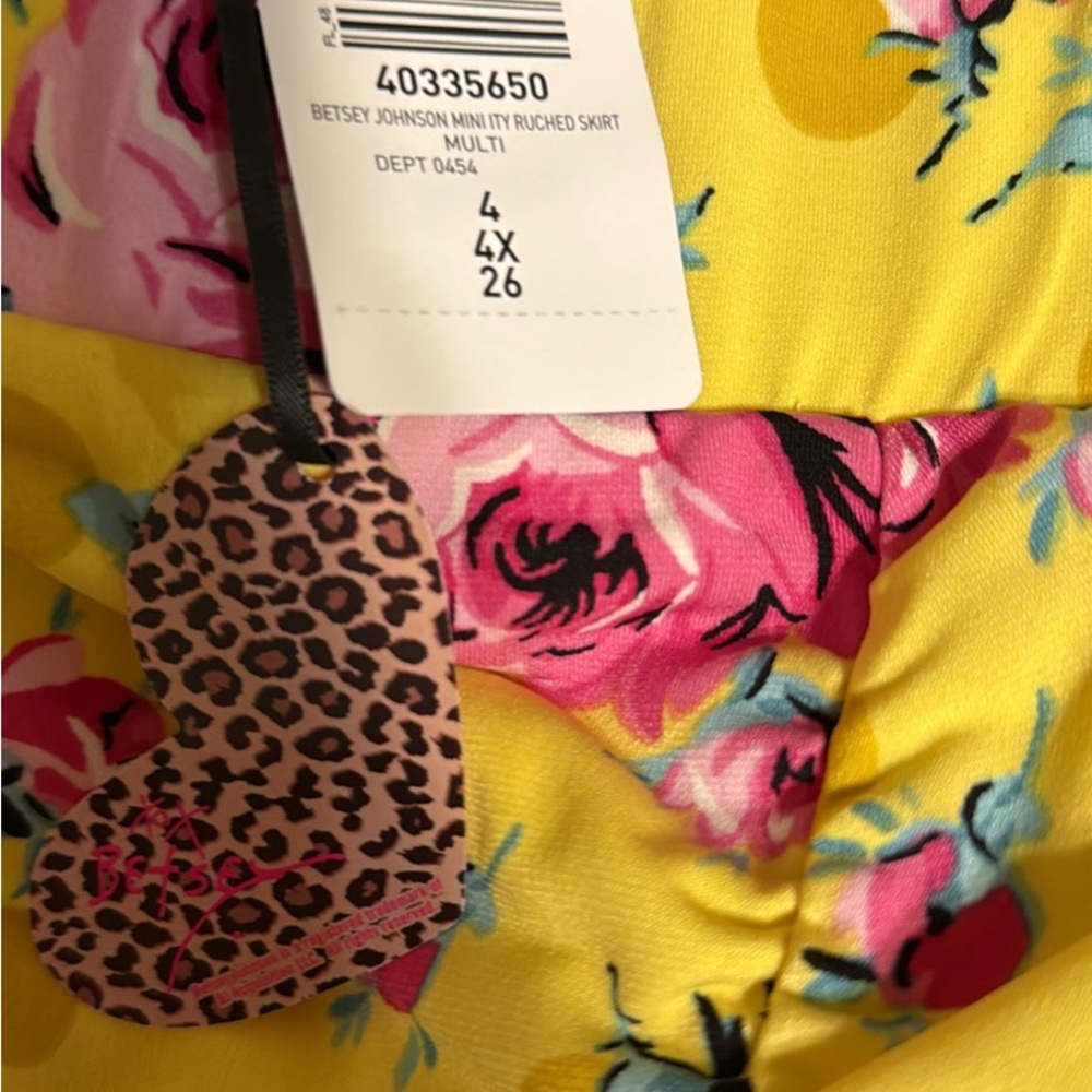 Betsey Johnson Pink Floral Yellow Skirt